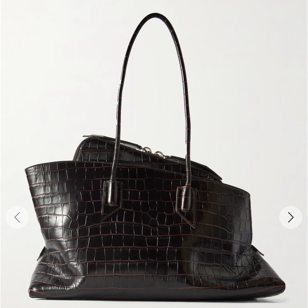 The Attico La Passeggiata Black Crocodile-Embossed Leather Tote